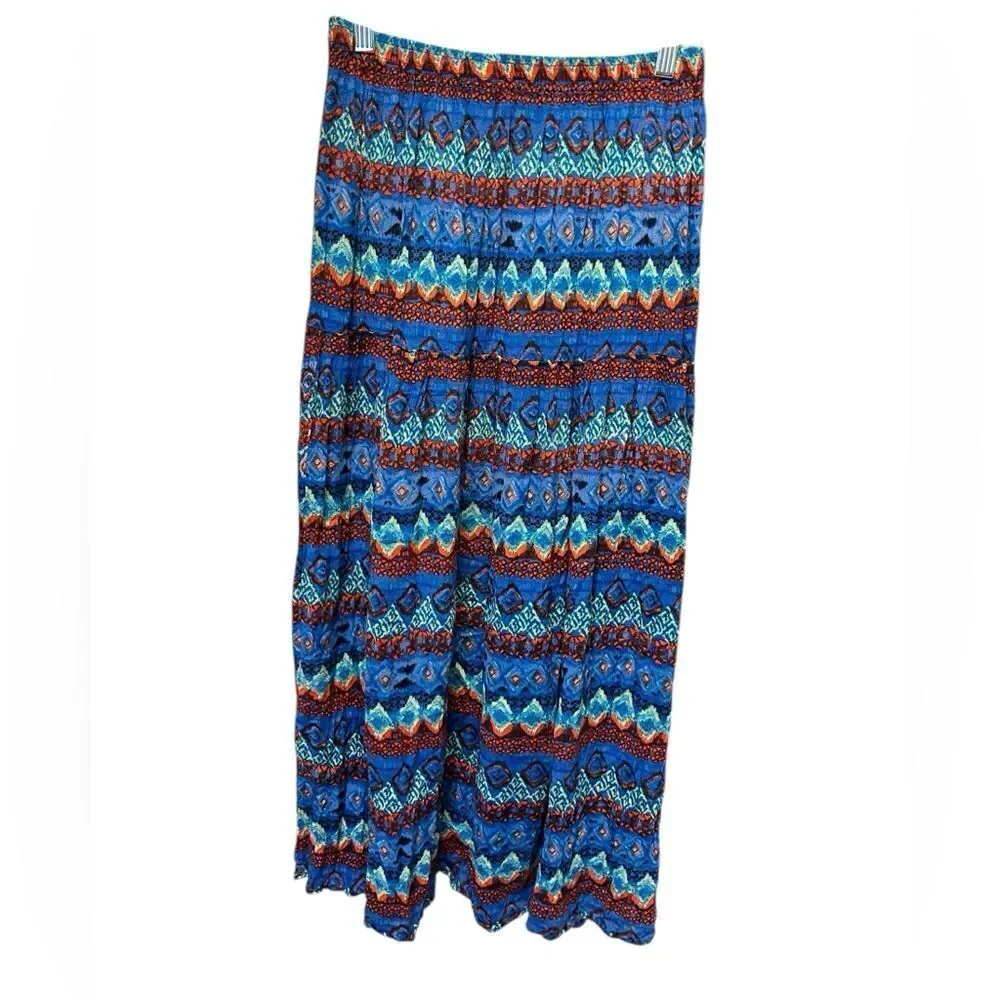 EUC New Directions Women’s Multi Color Blue Zig Zag Stripe Maxi Skirt - Size M